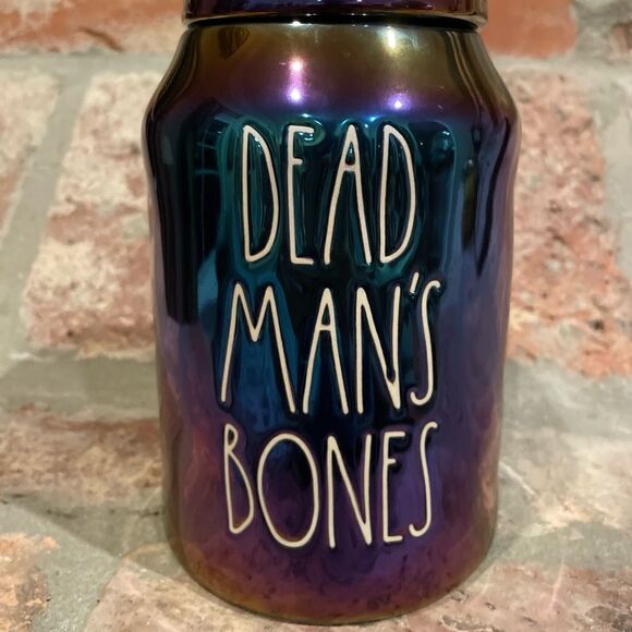 Rae Dunn Dead’s Man’s Bones unique iridescent canister very rare Halloween Decor - Picture 5 of 8